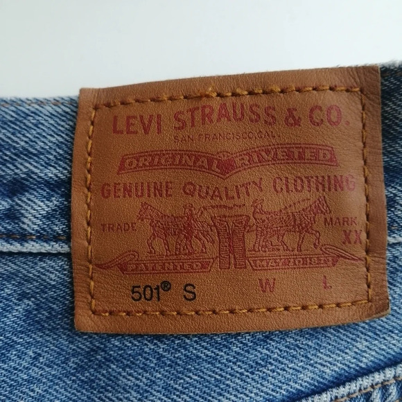 Levi's Premium 501 Skinny Jeans Nice as Pie Blue Distressed High Rise Ankle 28 - Picture 8 of 16